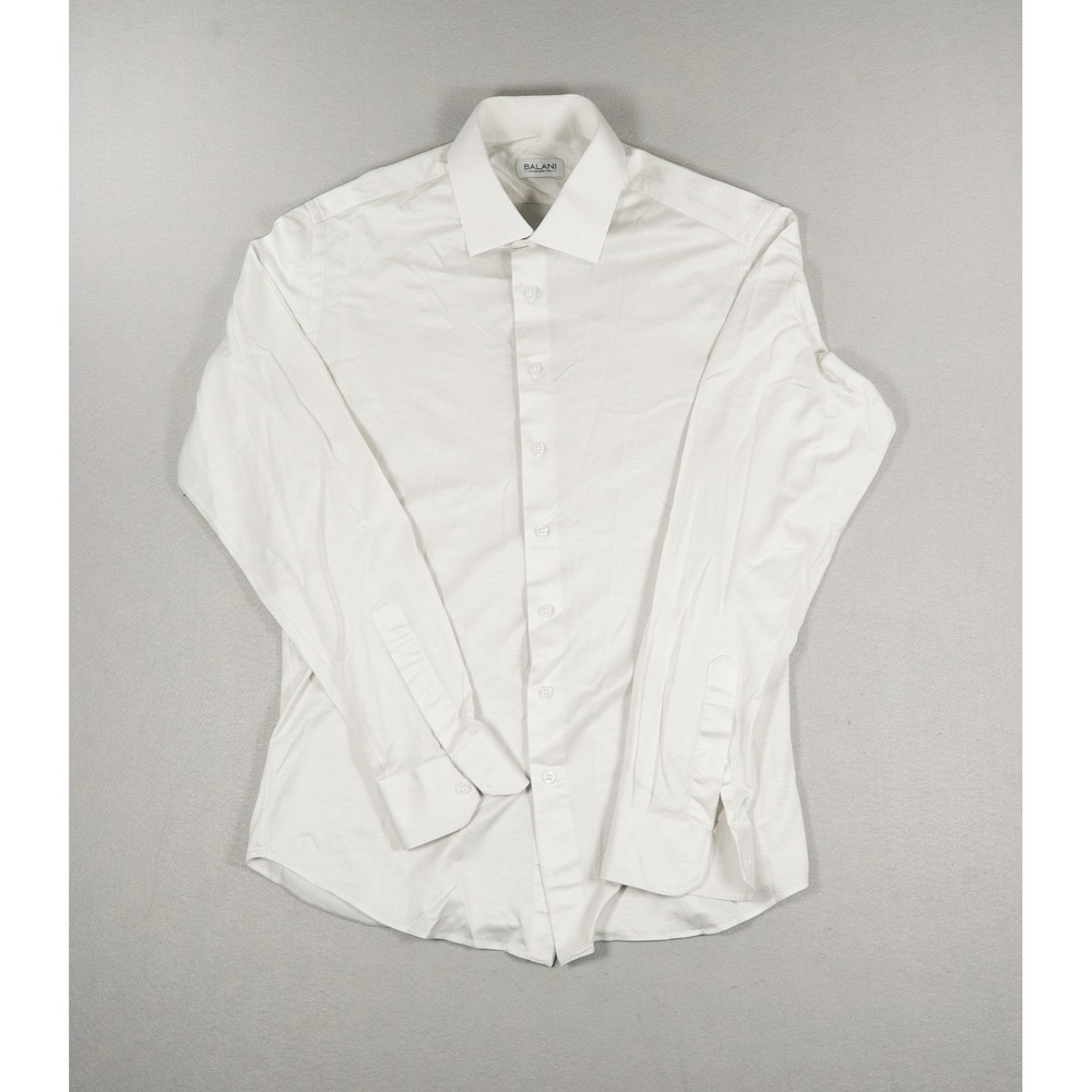 Balani Custom Clothiers Mens White Long Sleeve Button Down Dress Shirt 21.5x28.5